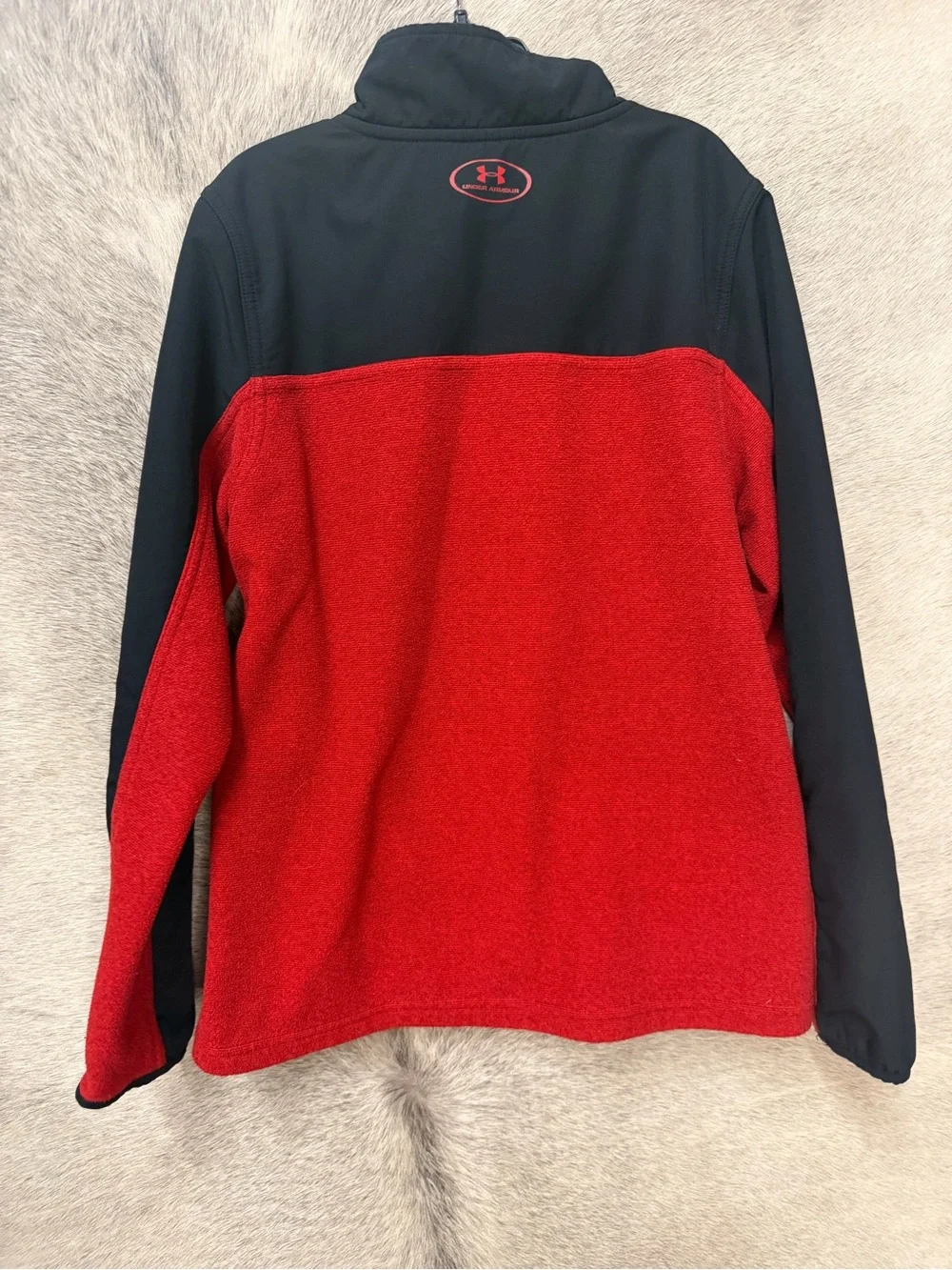 Under Armour Red and Black Quarter-Zip Fleece Pullover youth medium